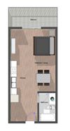 Studio, 1 Bathroom. 461 square feet.